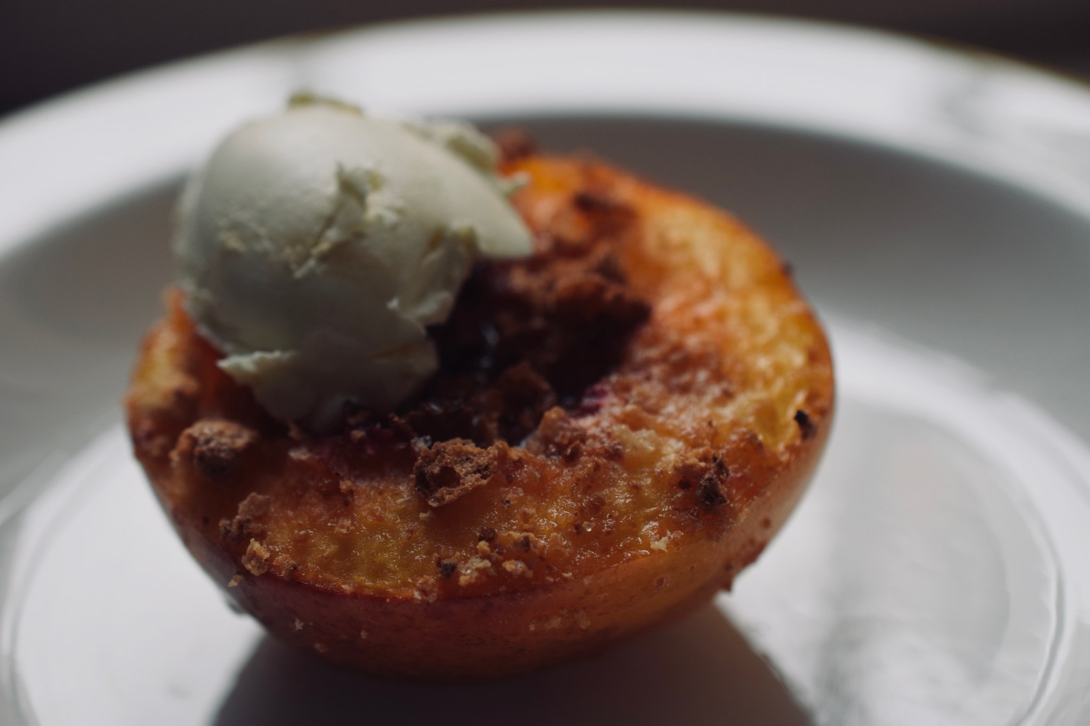 baked peach mascarpone
